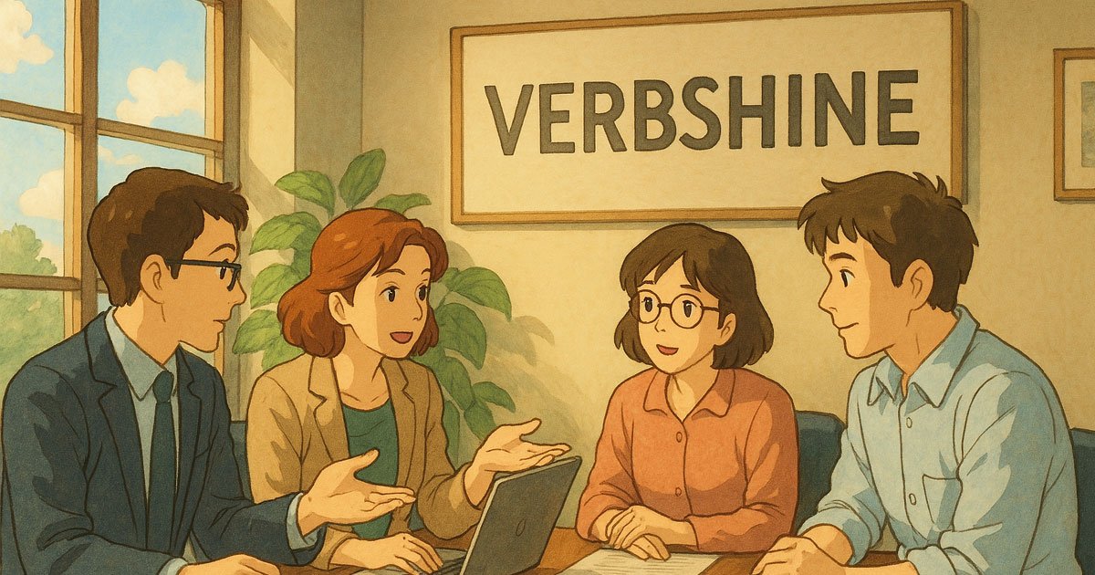 Verbshine Translation Staff Image in Ghibli Style